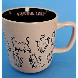 Halloween Purranormal Cativity Coffee Mug Halloween Cat Ghost Kitty Costume Pink